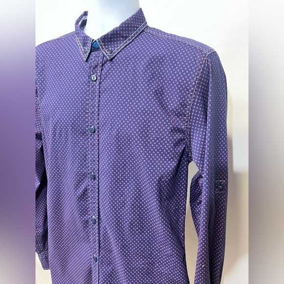 TRANQUILITY MAYHEM Men’s navy and pink print long sleeve shirt‎ size L. - Picture 3 of 14